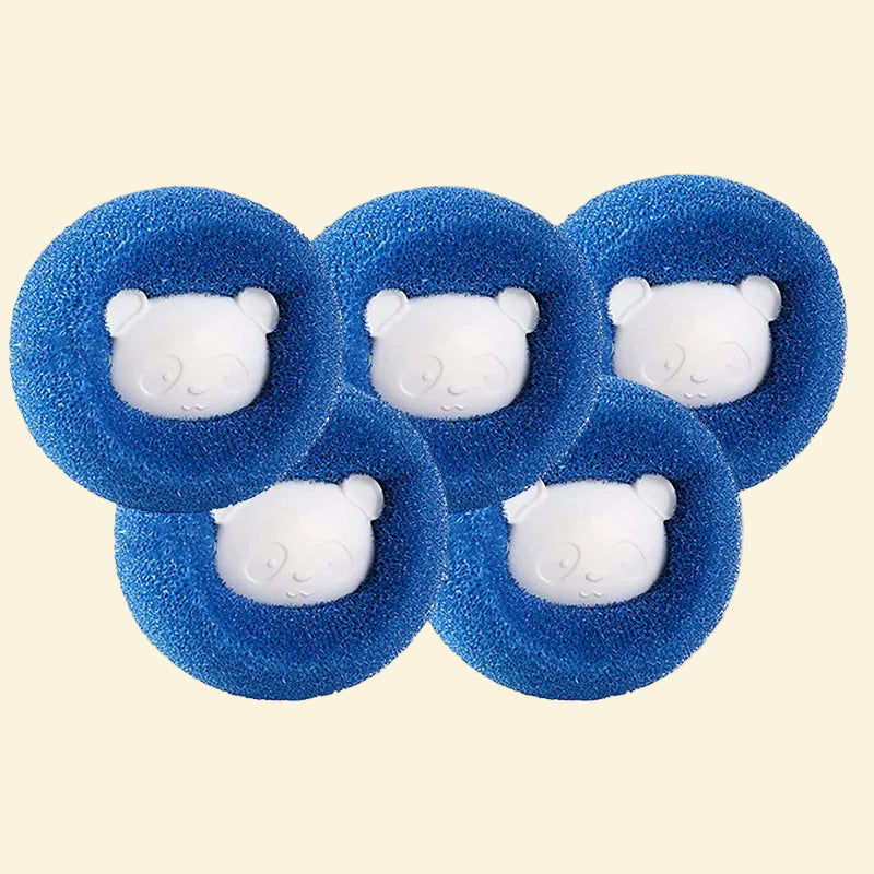 Five blue bear-shaped bath bombs on a white background